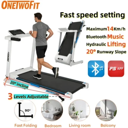 OneTwoFit Treadmill Walking Pad Foldable Treadmill All-in-One Treadmill Multiple-layer shock-absorbing With APP Bluetooth - No installation required Fully foldable
